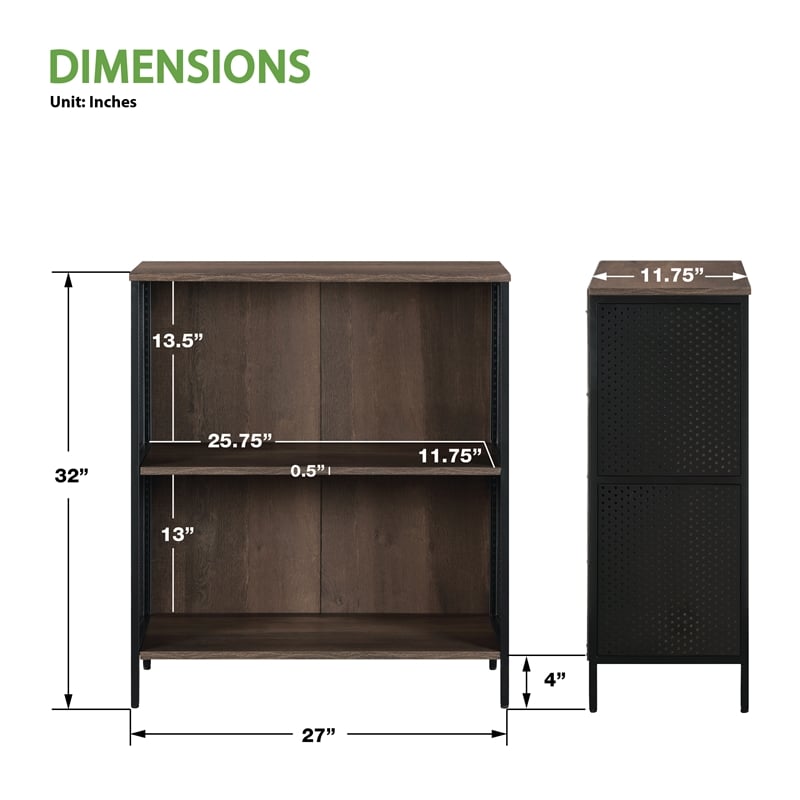 Scranton & Co 2-Shelf Industrial Bookcase in Ozark Ash Wood Finish