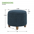 Scranton & Co Round Storage Ottoman in Indigo Fabric with Medium Oak Legs