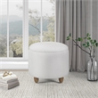 Scranton & Co Round Storage Ottoman in Ivory Sherpa with Medium Oak Legs