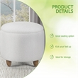 Scranton & Co Round Storage Ottoman in Ivory Sherpa with Medium Oak Legs