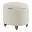 Scranton & Co Round Storage Ottoman in Snow White with Medium Oak Legs