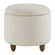 Scranton & Co Round Storage Ottoman in Snow White with Medium Oak Legs