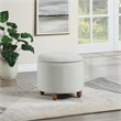 Scranton & Co Round Storage Ottoman in Platinum Gray with Medium Oak Legs