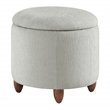 Scranton & Co Round Storage Ottoman in Platinum Gray with Medium Oak Legs