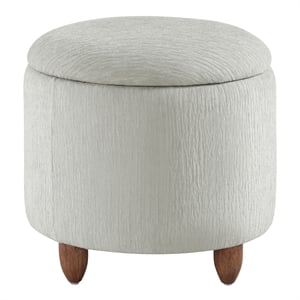 Scranton & Co Round Storage Ottoman in Platinum Gray with Medium Oak Legs