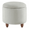 Scranton & Co Round Storage Ottoman in Platinum Gray with Medium Oak Legs