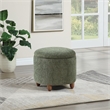 Scranton & Co Round Storage Ottoman in Pine Fabric with Medium Oak Legs