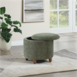 Scranton & Co Round Storage Ottoman in Pine Fabric with Medium Oak Legs