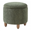 Scranton & Co Round Storage Ottoman in Pine Fabric with Medium Oak Legs
