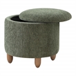Scranton & Co Round Storage Ottoman in Pine Fabric with Medium Oak Legs