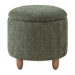 Scranton & Co Round Storage Ottoman in Pine Fabric with Medium Oak Legs