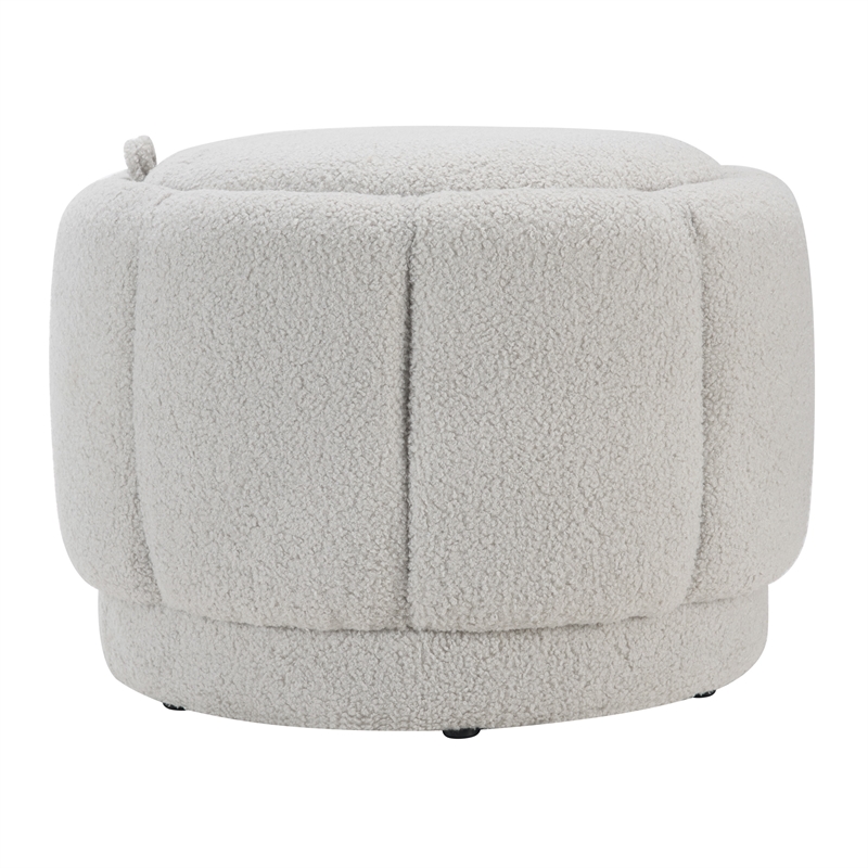 Scranton & Co Fog Light Gray Fabric Storage Ottoman Fully Assembled