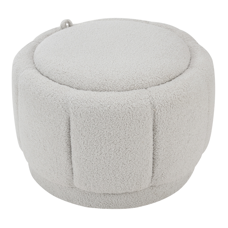 Scranton & Co Fog Light Gray Fabric Storage Ottoman Fully Assembled