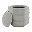 Scranton & Co Fog Gray Fabric 6-Sided Hexagon Storage Ottoman Assembled