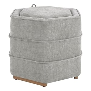 Scranton & Co Fog Gray Fabric 6-Sided Hexagon Storage Ottoman Assembled