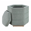 Scranton & Co Mist Gray Fabric 6-Sided Hexagon Storage Ottoman Assembled