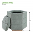 Scranton & Co Mist Gray Fabric 6-Sided Hexagon Storage Ottoman Assembled
