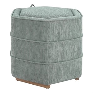 Scranton & Co Mist Gray Fabric 6-Sided Hexagon Storage Ottoman Assembled
