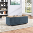 Scranton & Co Blue Cord Fabric Flip Top Tray Storage Bench Natural Wood