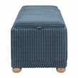 Scranton & Co Blue Cord Fabric Flip Top Tray Storage Bench Natural Wood