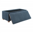 Scranton & Co Blue Cord Fabric Flip Top Tray Storage Bench Natural Wood