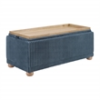 Scranton & Co Blue Cord Fabric Flip Top Tray Storage Bench Natural Wood