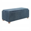 Scranton & Co Blue Cord Fabric Flip Top Tray Storage Bench Natural Wood