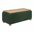 Scranton & Co Green Cord Fabric Flip Top Tray Storage Bench Natural Wood