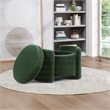 Scranton & Co Green Fabric Round Storage Ottoman with Mango Wood Flip Top
