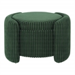 Scranton & Co Green Fabric Round Storage Ottoman with Mango Wood Flip Top