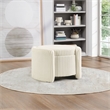 Scranton & Co White Fabric Round Storage Ottoman with Mango Wood Flip Top