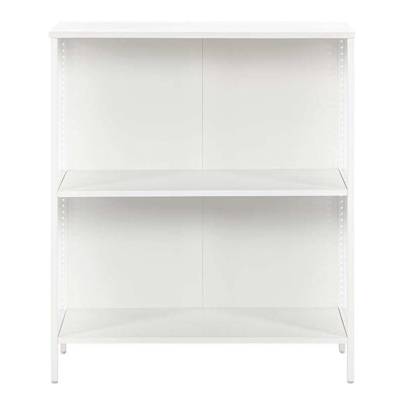 Scranton & Co 2-Shelf Industrial Bookcase in White Engineered Wood