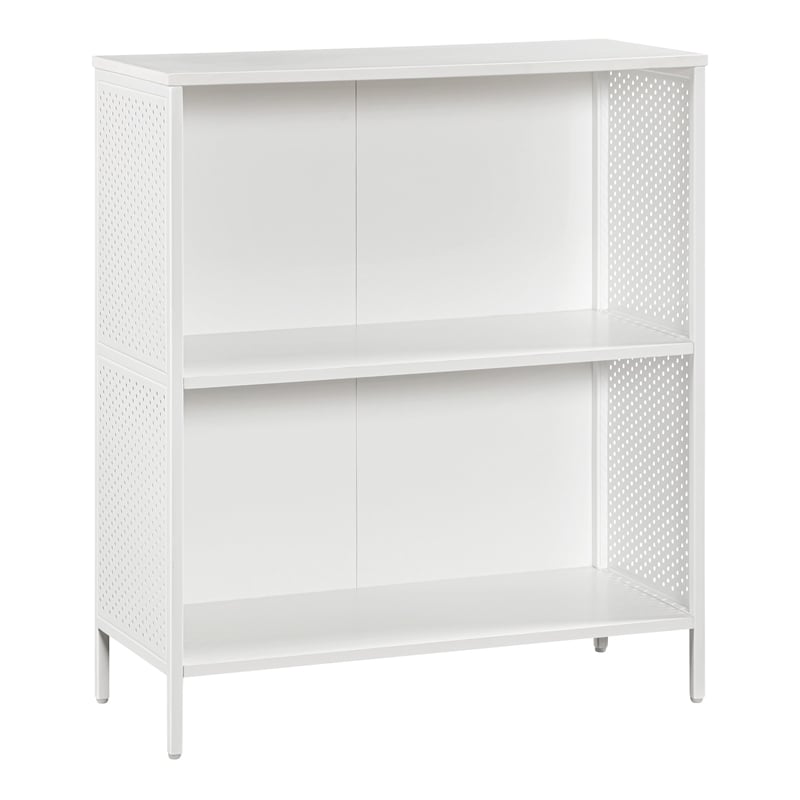 Scranton & Co 2-Shelf Industrial Bookcase in White Engineered Wood