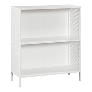 Scranton & Co 2-Shelf Industrial Bookcase in White Engineered Wood