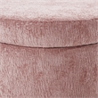 Scranton & Co Round Storage Ottoman in Rose Fabric with Natural Finish Legs