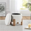 Scranton & Co Round Storage Ottoman in Ivory Sherpa with Natural Finish Legs