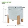 Scranton & Co Round Storage Ottoman in Sky Blue Fabric with Natural Finish Legs