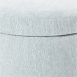 Scranton & Co Round Storage Ottoman in Sky Blue Fabric with Natural Finish Legs