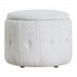 Scranton & Co Round Storage Ottoman in Sherpa Parchment Off White Fabric