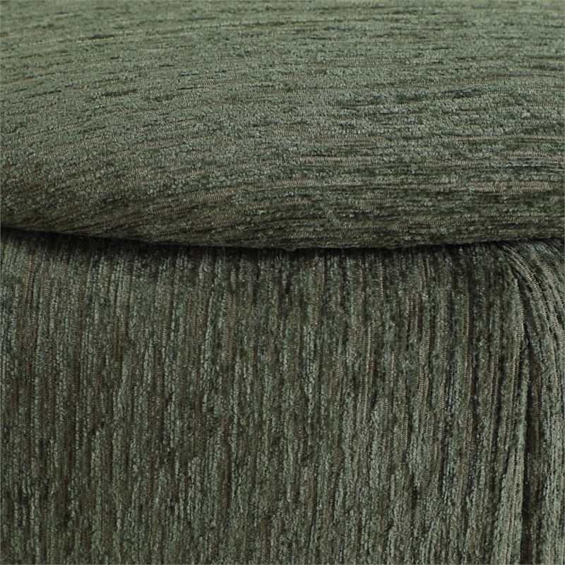 Scranton & Co Round Storage Ottoman in Pine Green Fabric with Padded Lid