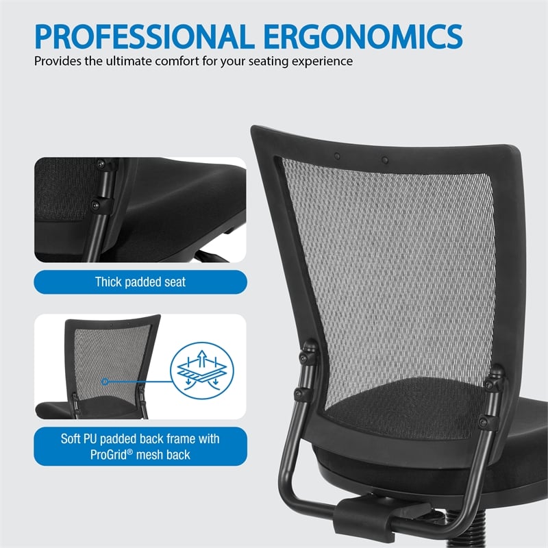Scranton & Co ProGrid Mesh Back Drafting Chair in Black Coal Fabric Seat