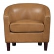 Scranton & Co Camel Faux Leather Tub Chair with Dark Espresso Wood Legs