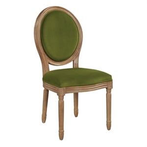 Scranton & Co Oval Back Dining Chair in Moss Green Fabric with Brushed Frame