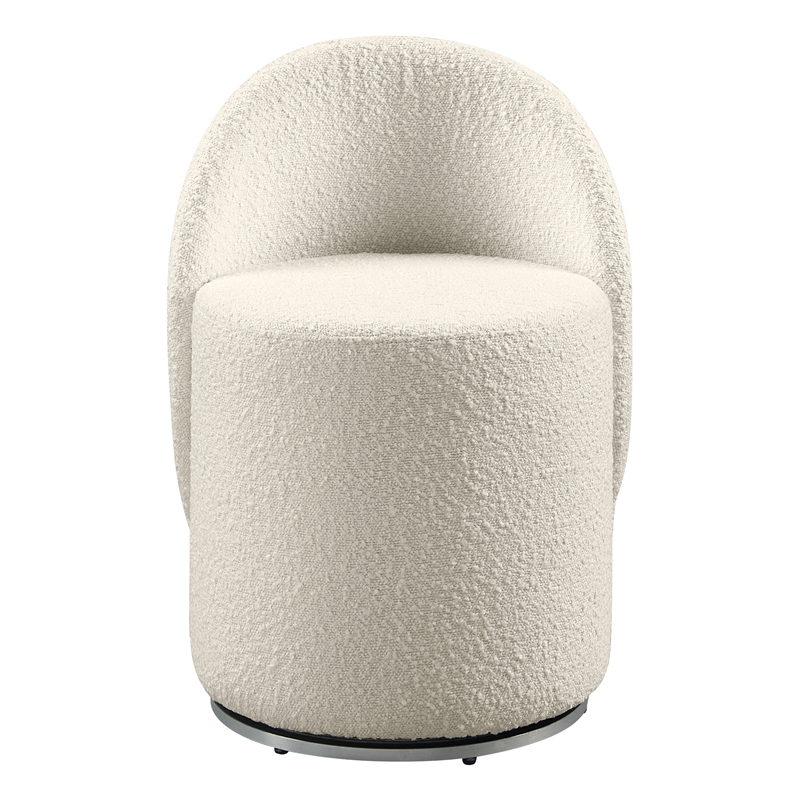 Scranton & Co Fabric Swivel Vanity Chair in Textured Cream Boucle Fabric