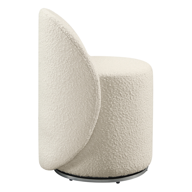 Scranton & Co Fabric Swivel Vanity Chair in Textured Cream Boucle Fabric