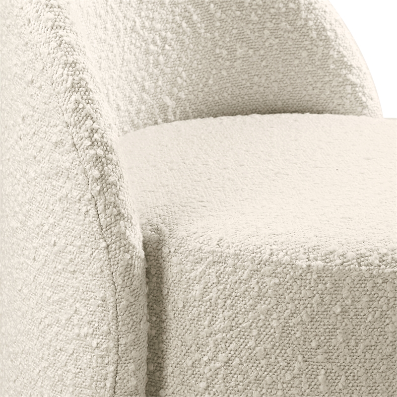 Scranton & Co Fabric Swivel Vanity Chair in Textured Cream Boucle Fabric