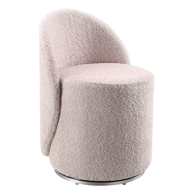 Scranton & Co Swivel Vanity Chair in Dusty Rose Boucle Fabric Fully Assembled