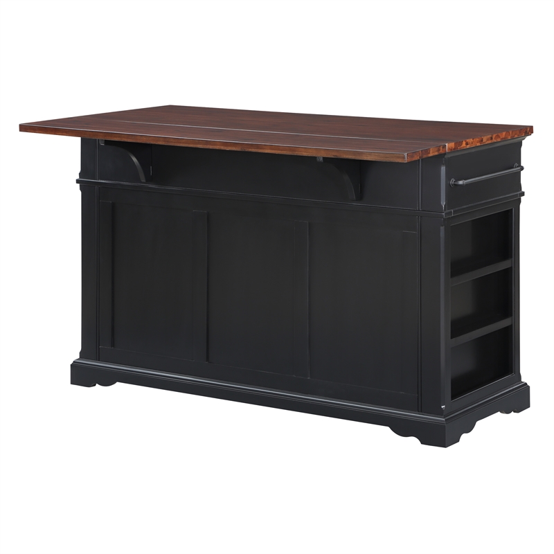 Scranton & Co Farmhouse Kitchen Island in Engineered Wood with Black Finish