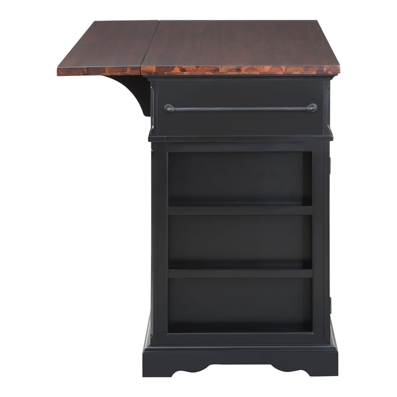 Scranton & Co Farmhouse Kitchen Island in Engineered Wood with Black Finish