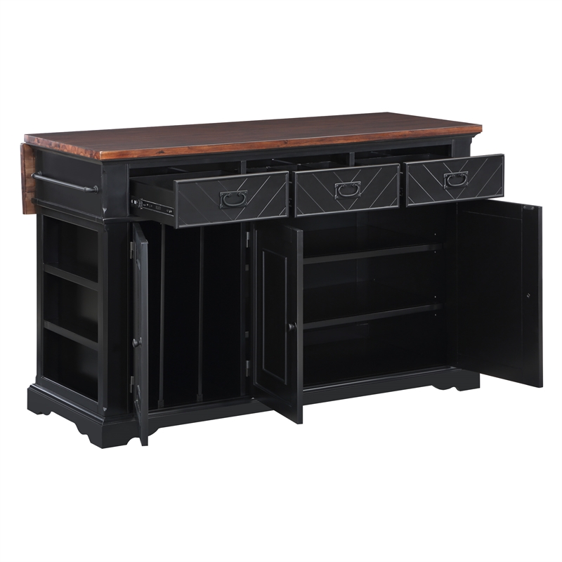 Scranton & Co Farmhouse Kitchen Island in Engineered Wood with Black Finish